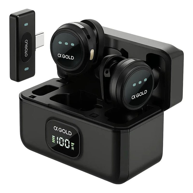 Microfone Sem Fio Áudio PROFISSIONAL α’GOLD PRO – Modelo MCF-29 (Tipo-C e IOS)